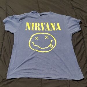 Nirvana Blue T-Shirt with Yellow Logo